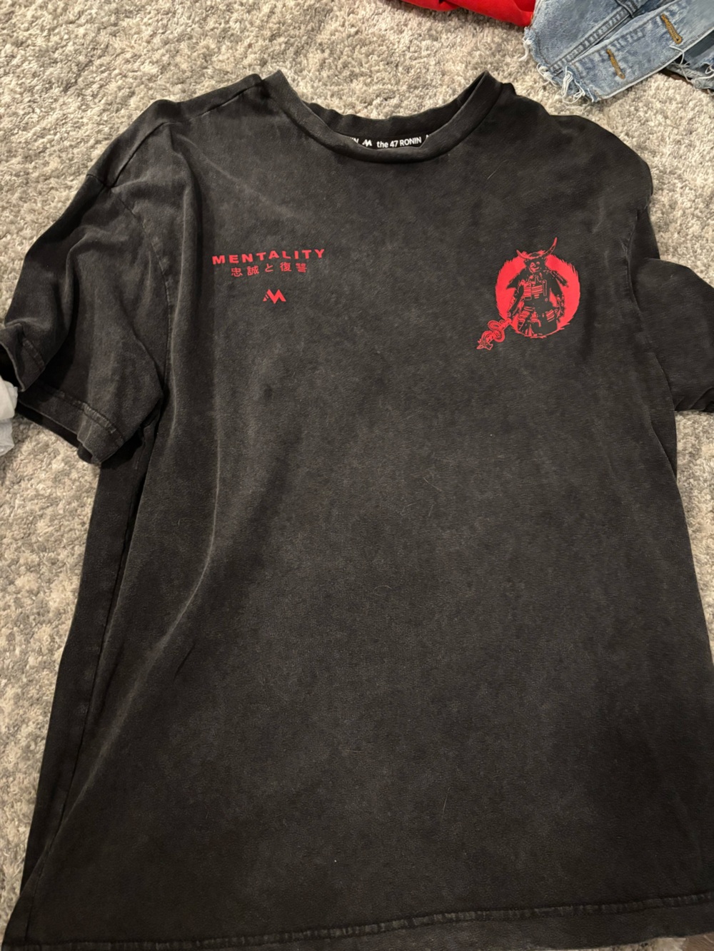 Mentality Men's Black Tee with Red Graphic Detail